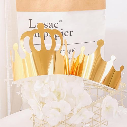 46 Pcs Paper Crowns DIY Party Hats Gold Decorative Crown Supplies with Jewels Gems Stickers for Birthday Party Celebrations