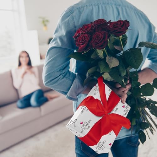 WRAPAHOLIC Valentines Day Wrapping Paper Sheet - 6 Sheets Sweet Heart Happy Valentine's Day Design Folded Flat for Valentine's Day, Anniversary, Birthday - 19.7 Inch x 27.5 Inch Per Sheet
