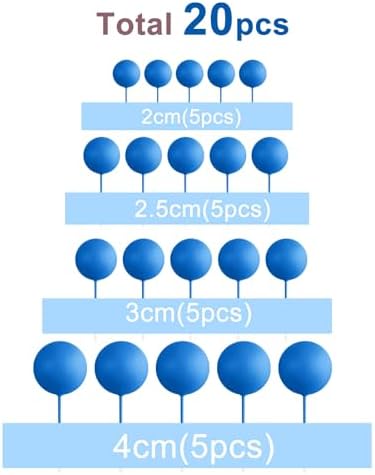 ASTARON 20 Pcs Royal Blue Balls Cake Topper Decorations for Birthday Cake