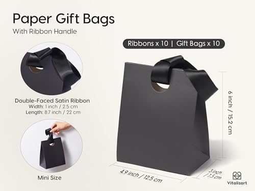 Vitalizart Paper Gift Bags With Ribbon Handles Mini Assorted Bulk Pack