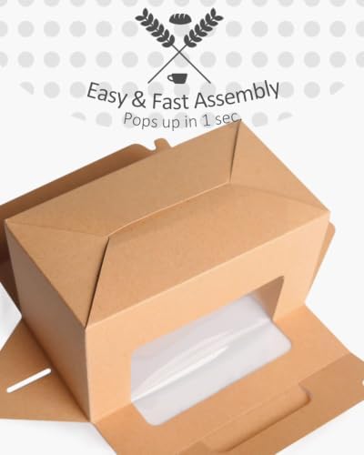 qiqee 100 Packs Cupcake Box Two Holder 6.5x3.6x3.5inch(2.2" Top) Kraft 2 Cupcake Boxes With Window（100 Boxes+100 Inserts）