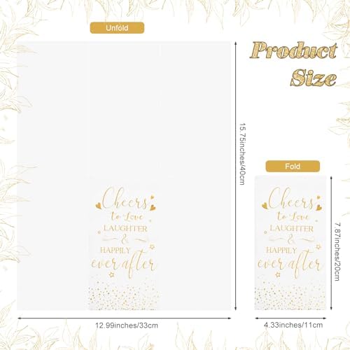 Pasimy 50 Pcs Bridal Shower Napkins Cheers to Love Laughter and Happily Ever After Disposable Decorative Wedding Paper Dinner Napkins for Banquet Engagement Party Decoration Supplies (Gold)
