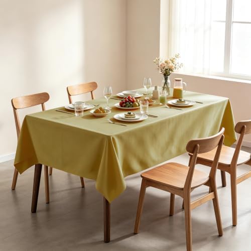 4 Pack Plastic Tablecloth 54" x 108"Disposable Gold Tablecloth Rectangle Plastic Table Cover for 6 to 8 Foot Tables Indoor or Outdoor Parties Birthdays Weddings Christmas