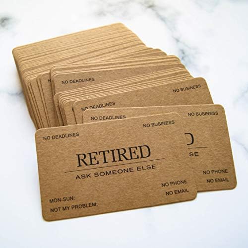 RXBC2011 Retired Business Cards Kraft paper Funny Retirement Gift (Pack of 50/No Case) For Retired Men Women Coworkers Employees Boss Friend Colleague