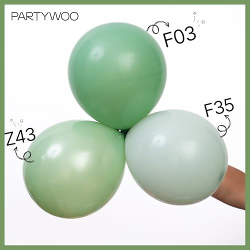 PartyWoo Sage Green Balloons 140pcs Olive Eucalyptus Dusty Green Boho Color
