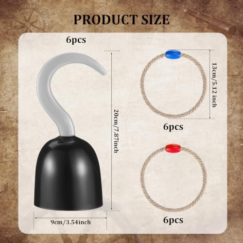Booson 18 Pieces Pirate Hook Captain Hook Ring Toss Game