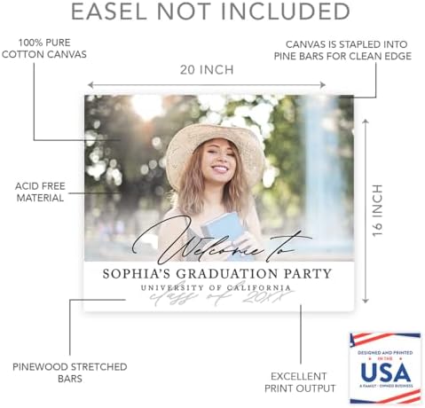 Andaz Press 16x20-Inch Personalized Canvas Welcome To My Graduation Party Sign, Classic, Custom Photo Class of 2026 Graduation Party Decorations, Graduation Welcome Sign, Personalized Graduation Sign