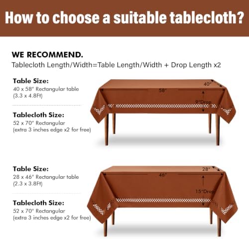 MIULEE Rust Fall Rectangle Tablecloth with Decorative Cutouts 52x70 Inch