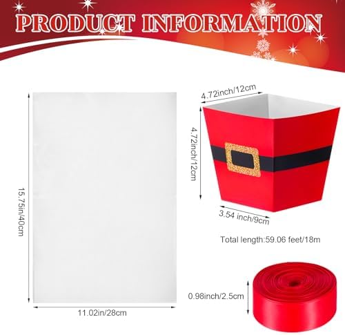 Pajean 24 Sets Christmas Popcorn Boxes with Gift Bags and Ribbon