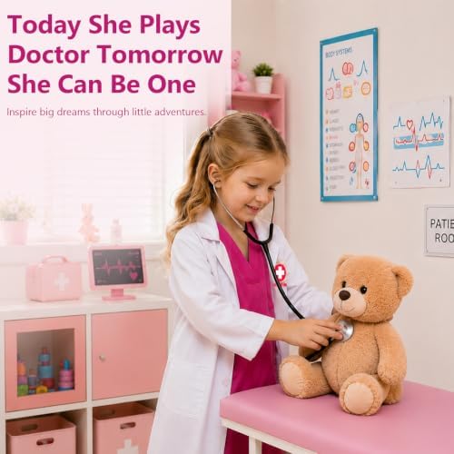 Meland Doctor Costume for Kids 3-10, Pretend Play Career Dress Up with Bag