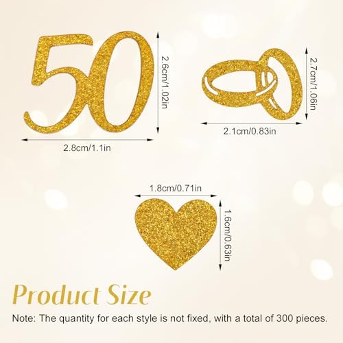 300pcs 50th Wedding Anniversary Confetti, Gold Wedding Table Scatter