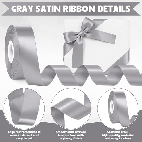 30Yards 1In Gray Satin Ribbon for Gift Wrapping Wedding Christmas Decor