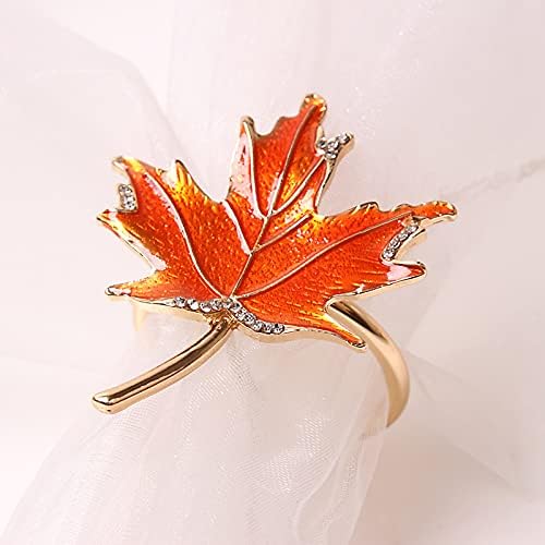 8 Pcs Maple Leaves Napkin Ring, Fall Metal Napkin Ring Holder Maple Leaves Serviette Buckle Holder Autumn Leaf Napkin Buckle for Harvest Season Thanksgiving Fall Decoration