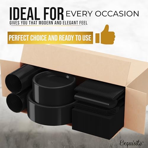 Exquisite 350 Pcs Black Plates and Napkins Party Supplies Plate Sets