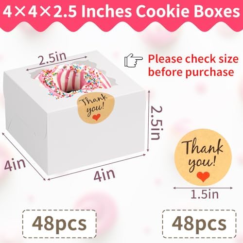 WINKIO Cookie Boxes with Window, Small Bakery Boxes for Dessert Pastry