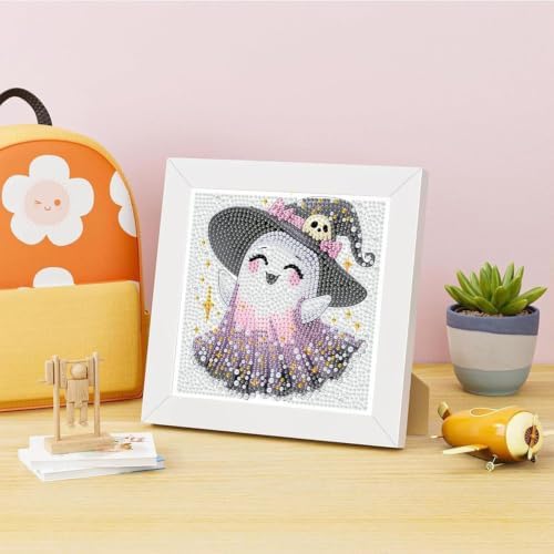 Tiwabb Ghost Diamond Art Kit for Kids with Frame,DIY Crafts for Girls Boy