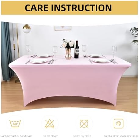 2-Pack 6ft Spandex Table Covers for Rectangle Standard Folding Tables - Wrinkle Resistant Stretch Tablecloths - Ultimate Fitted Table Protector for Parties, Trade Shows, Banquet