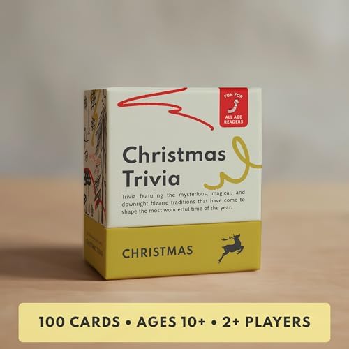 Christmas Trivia Cards: Holiday Fun Facts, Family Game Night Essential, 100 Funny & Witty Trivia Question Cards, Educational Activity for Kids & Adults
