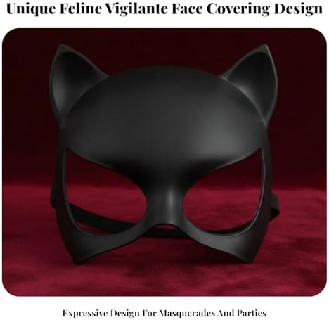 Black Cat Women Mask for Adult, Superhero Eye Mask, Half Face Cat Masks, Cosplay Costume Accessories for Masquerade Halloween Christmas Carnival Role Playing Party