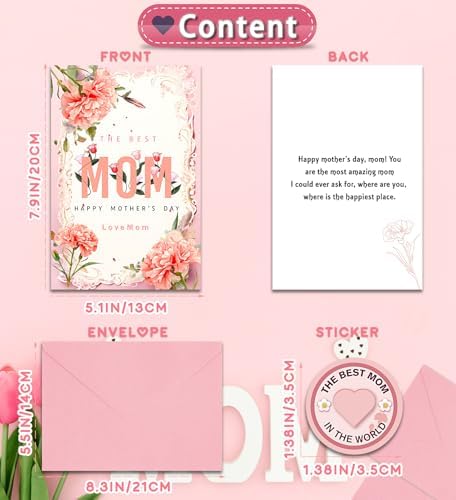 HSHFAMIIY Mothers Day Gifts - Mothers Day Card, Funny Mother Day Cards with Envelope and Stickers, Mothers Day Crafts Basket Gift Bags for Mom Wife