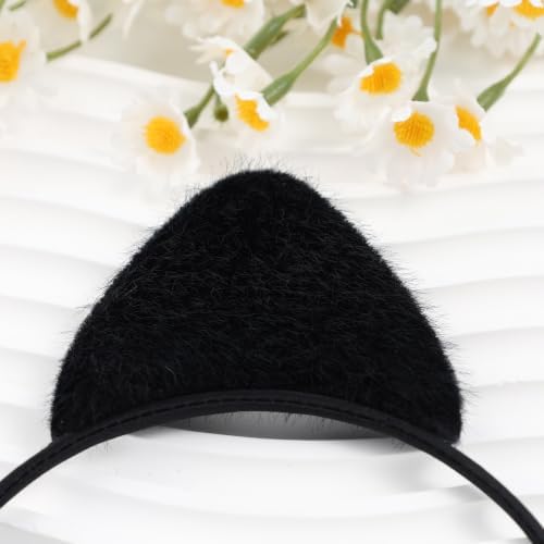 Black Cat Ears Headband Costume Accessories for Halloween for Adult Women