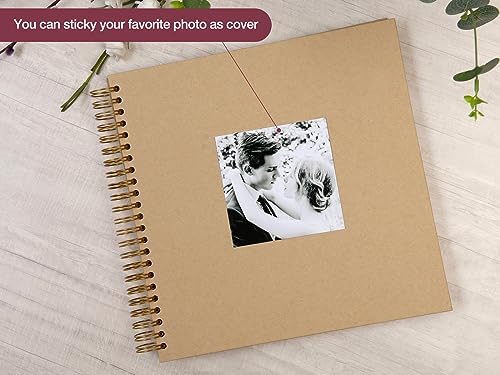 potricher 12 x 12 Inch Large DIY Scrapbook Photo Album 80 Pages, Yellow