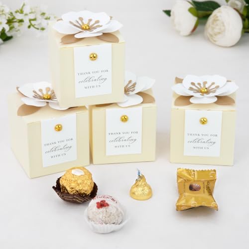 FEIYI 20 PCS Favor Boxes, Cream Candy Boxes 2.55x2.55x2.55