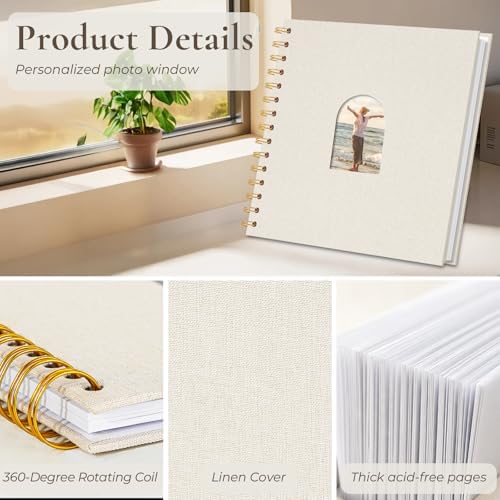 Vienrose Scrapbook Album,80 Pages,10x10 Inch,Beige