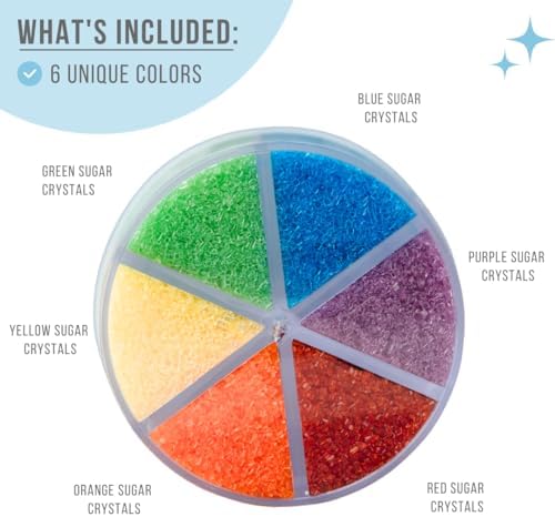 Sweets Indeed Rainbow Sugar Crystals 6 Cell Decorating Jar, 7.83 ounces
