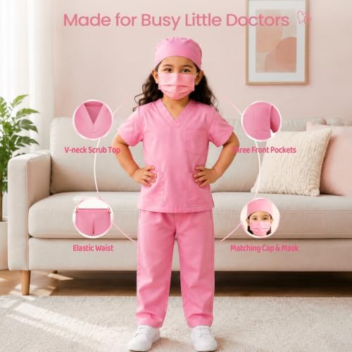 Meland Doctor Costume for Kids 3-10, Pretend Play Career Dress Up with Bag