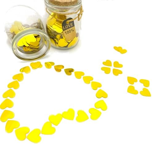 Heart Confetti Valentine's Day Table Confetti Metallic Foil for Party Wedding Happy Birthday Baby Showe Bridal Shower Festival Theme Party Decorations Supplies(Gold)