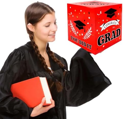 Graduation Card Box 2026 Graduations Decorations, Red Graduation Card Box for Party 2026, Grad Cards holder Class of 2026 for College High School Gift Decor Supplies
