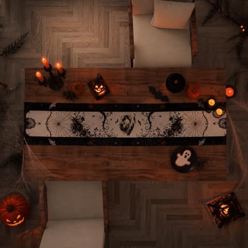 Halloween Decorations - Gothic Pumpkin Ghost Spider Web Table Runner