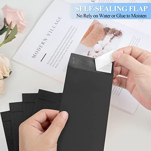 BONUS++ Envelope Set - 120 Envelopes for Cash, Checks, & Tickets; 80GSM, 3.2x6.6 inch Black Envelopes - Perfect for Cash Challenge Savers (Pack of 2)