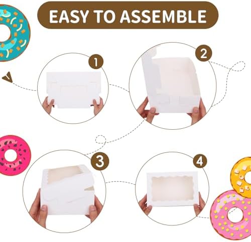 Moretoes 12pcs Cookie Boxes with Window, 9x6x3 In White Bakery Boxes