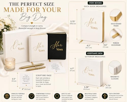 Hers and Hers Vow Books - Lesbian Wedding Day Must Haves, Vows Notebook Set - LGBTQ Hardcover Couple Keepsake Booklets - Engagement Shower Gifts for Women