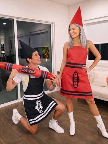 Teenyyou Crayon Costume with Apron and Cone Hat Adult