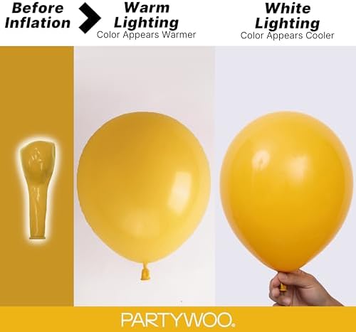 PartyWoo Mustard Yellow fall Balloons 140pcs Different Sizes