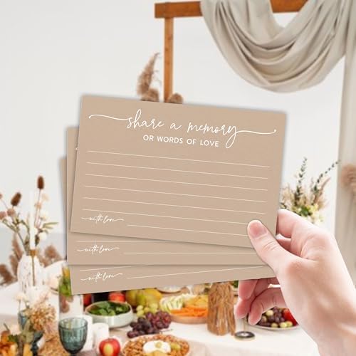 50 Pcs Share A Memory Of Love Cards- 4"x 6" Double Sided Fill- Memory Cards For Wedding, Graduation, Anniversary, Birthday, Retirement Party - Celebration Of Life Keepsake Cards（Minimalism Brown）- A05