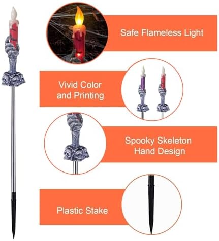 Halloween Decorations Outdoor, Solar Pathway Lights, 10 Pack