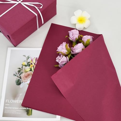 BEISHIDA 100 Sheets Dark Red Tissue Paper Bulk, Wrapping Tissue Paper for Gift Bags, 14 x 20 Inch Gift Wrap for Valentine Birthday Wedding Graduation DIY Crafts Holiday Flowers