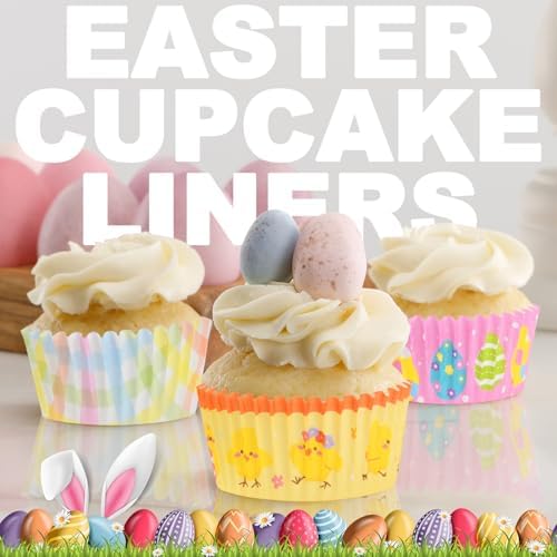 600 Pack Easter Cupcake Liners Baking Cups Standard Size Muffin Liners for Easter Spring Birthday Party Candy Cake Decorations Supplies(12 Styles)