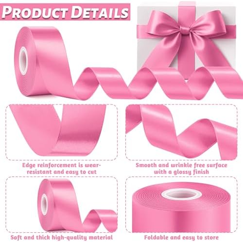 30 Yards 1 1/2 in Hot Pink Ribbon for Gift Wrapping Baby Shower Decorations