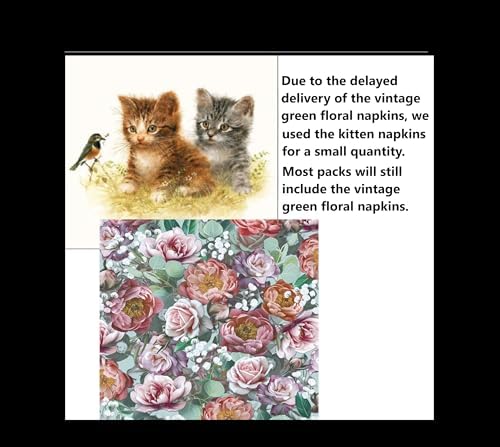Assorted Floral Napkins for Decoupage - Pretty Paper Napkins - 12 Each - 6.5" x 13"