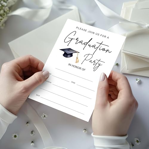 4x6 2026 Graduation Party Invitations (20 Cards + 20 Envelopes) - Cap & Tassel Grad Celebration Invites.(011)
