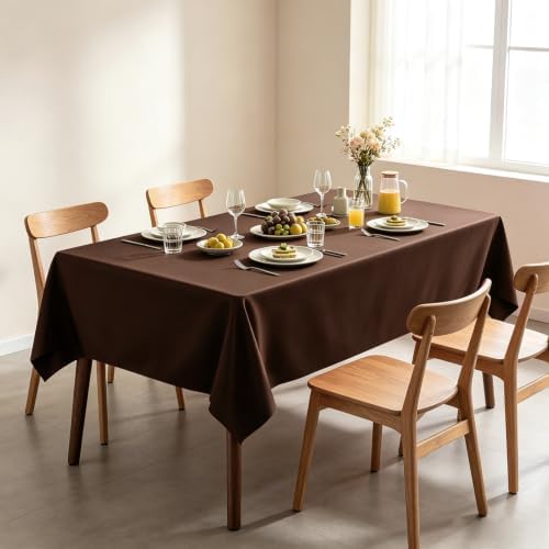 4 Pack Plastic Tablecloth 54" x 108"Disposable Brown Tablecloth Rectangle Plastic Table Cover for 6 to 8 Foot Tables Indoor or Outdoor Parties Birthdays Weddings Christmas
