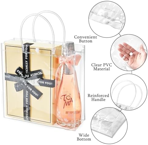 Ohuimrt 30 Pack 9.84" x 3.54" x 9.84" Clear Plastic Gift Bags with Handles