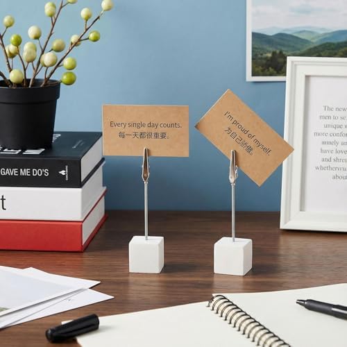 100 Pcs Cube Base Memo Clip Holder with Alligator Clip, White