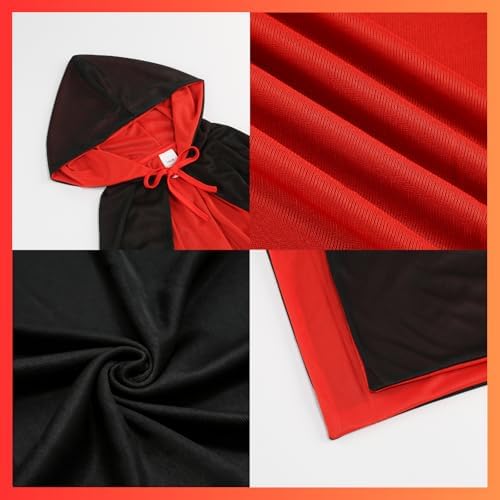 Adult Stand Collar with Hood Reversible Cloak Masquerade Cape for Halloween