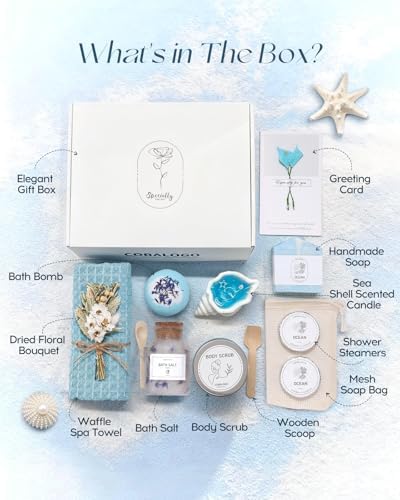 Ocean Spa Gifts for Women - 11pc Self-care Spa Gift Basket